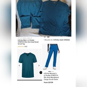 Infinity unused scrub 2X and women's Infinity scrub pants 3x- emerald color